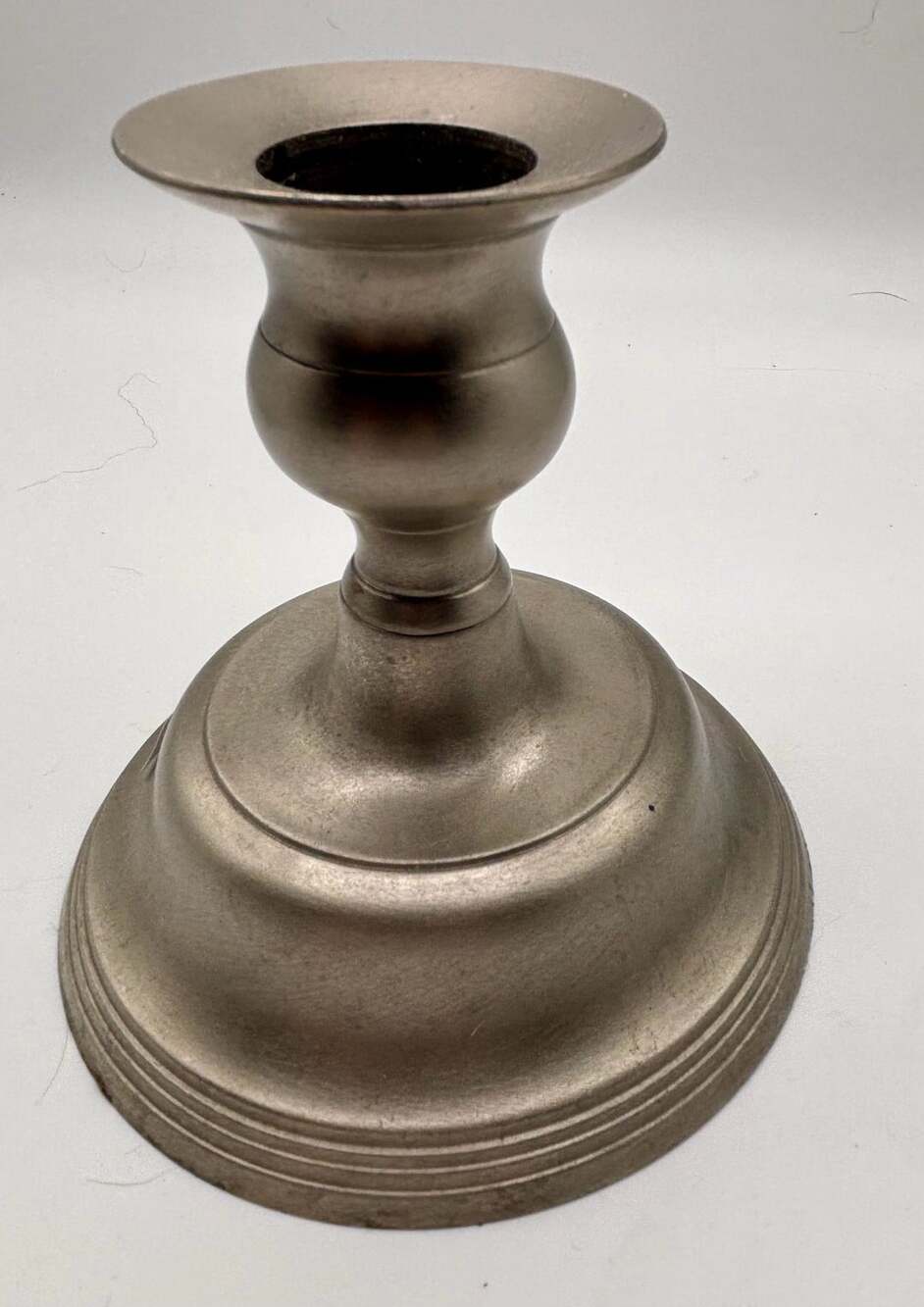 Vintage Pewter Single Candlestick Holder with Felt Base